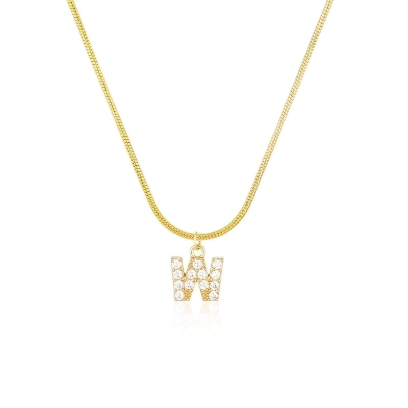 304 Stainless Steel Copper Classic Style Inlay Letter Zircon Pendant Necklace