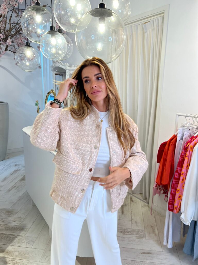 Amber Bomber Sparkle Jacket Beige