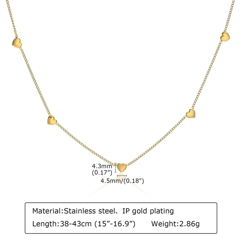 Minimalist Heart Shape 201 Stainless Steel Plating Stainless Steel Necklaces