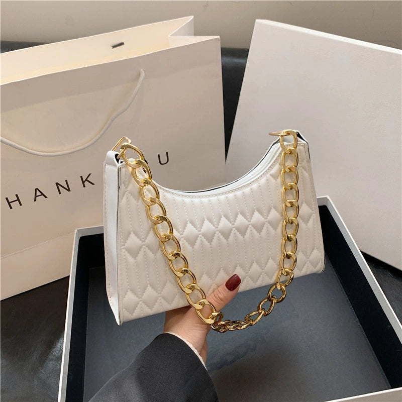 Women's Pu Leather Solid Color Classic Style Square Zipper Shoulder Bag