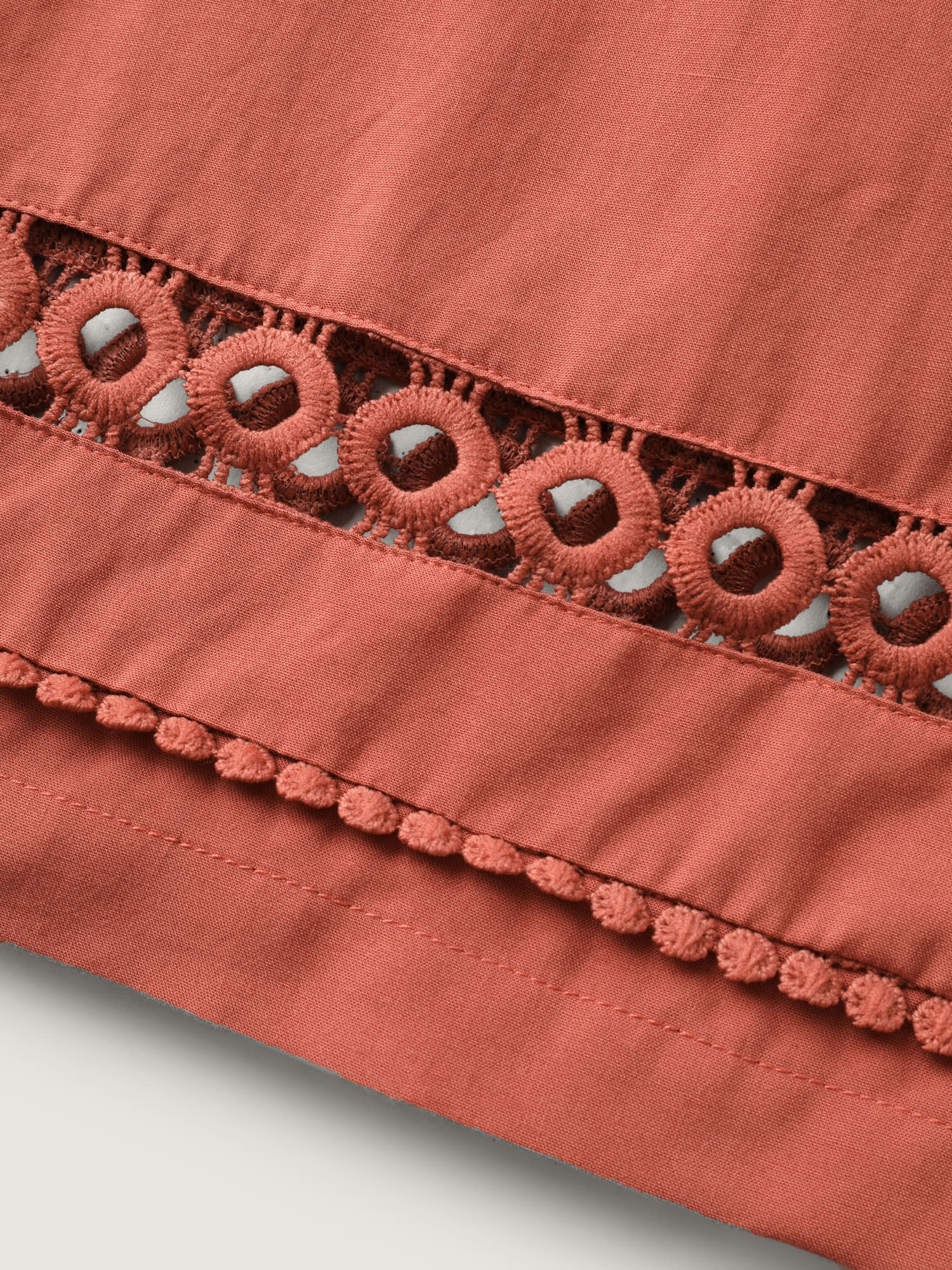 Lace Trim Plain Straight-Leg Pants