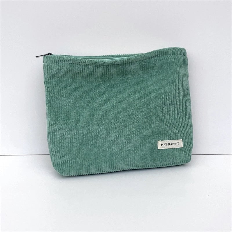 Women's Corduroy Letter Solid Color Basic Square Zipper Cosmetic Bag Clutch Bag