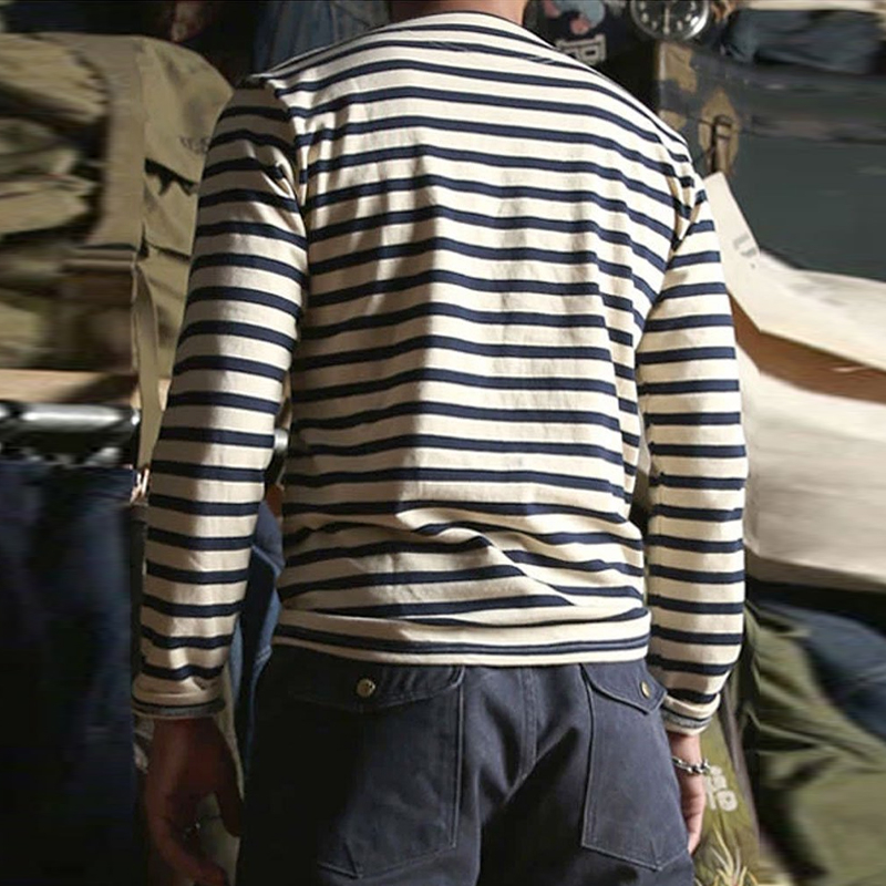 French Sailor Breton Stripe Boat Neck Casual T-shirt