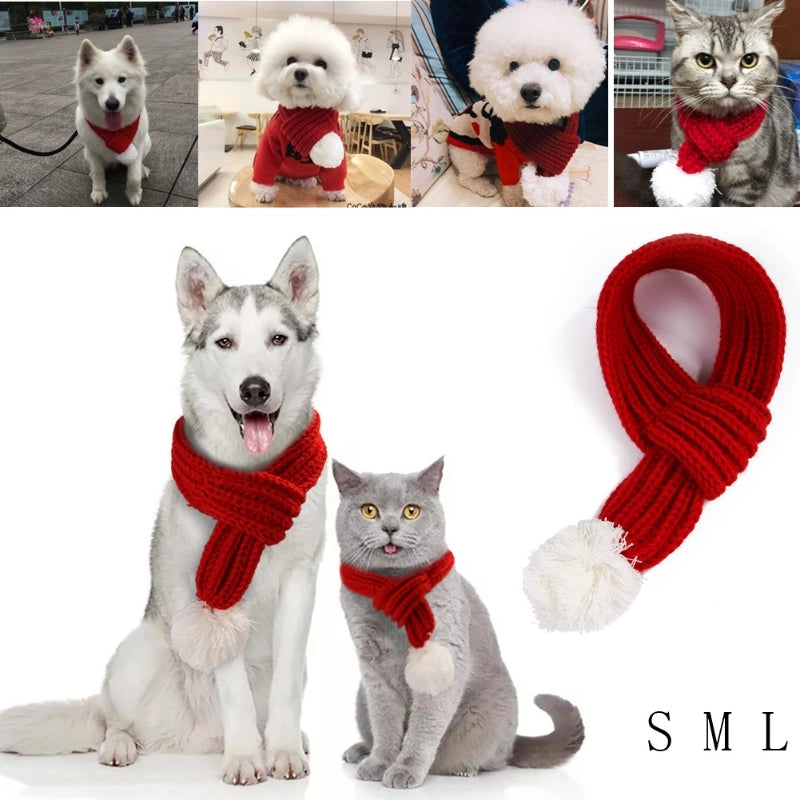 Fashion Yarn Christmas Color Block Pet Scarf