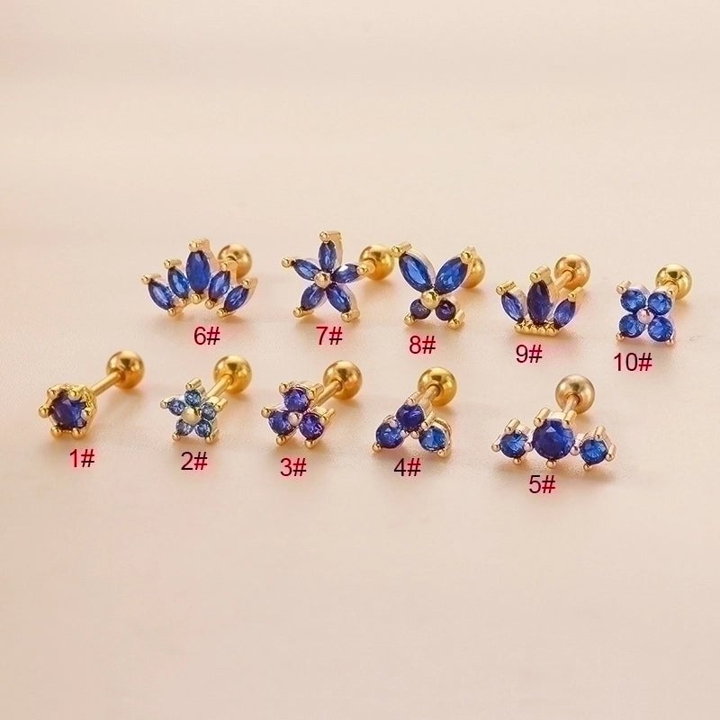 1 Piece Ear Cartilage Rings & Studs Fashion Flower 316L Stainless Steel  Copper Plating Inlay Zircon