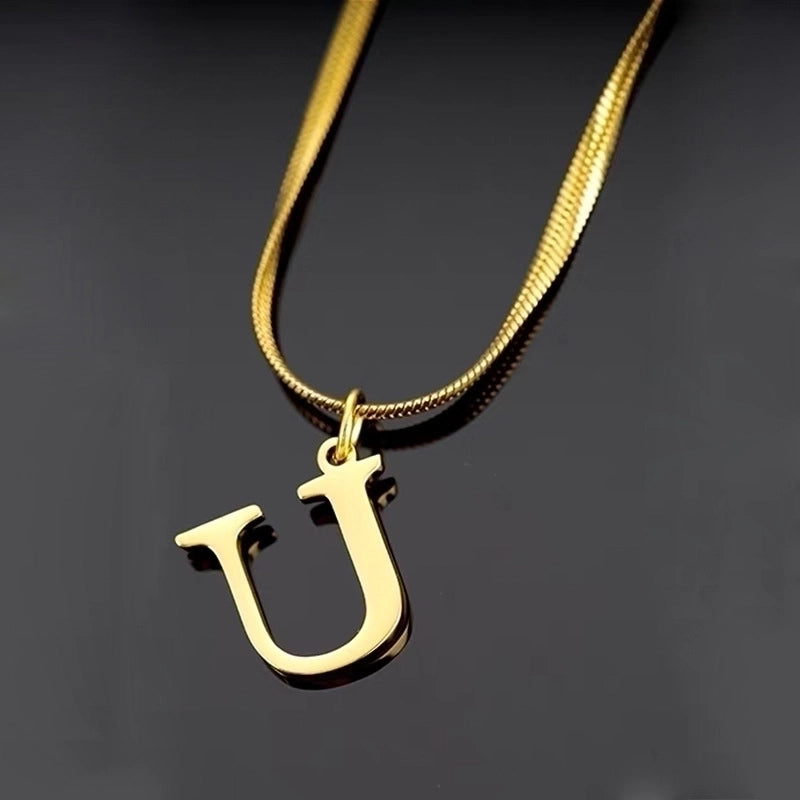 Minimalist Letter Titanium Steel Plating Necklace 1 Piece