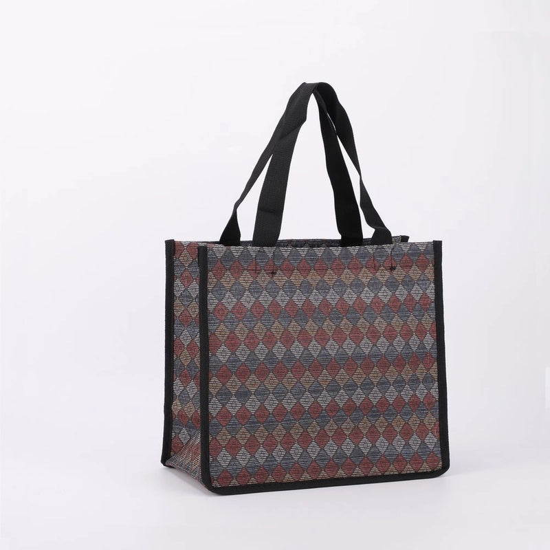Women's PET PVC Geometric Argyle Classic Style Square Open Shoulder Bag Tote Bag