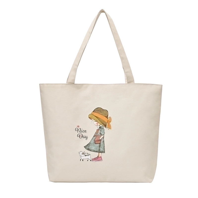 Women's Medium Canvas Letter Classic Style Square Zipper Shoulder Bag