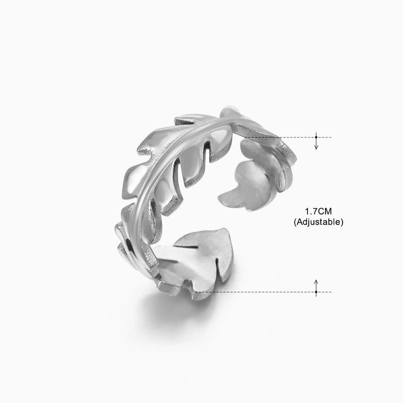 3 Pieces Basic Classic Style Geometric Leaf Stainless Steel Plating Open Rings