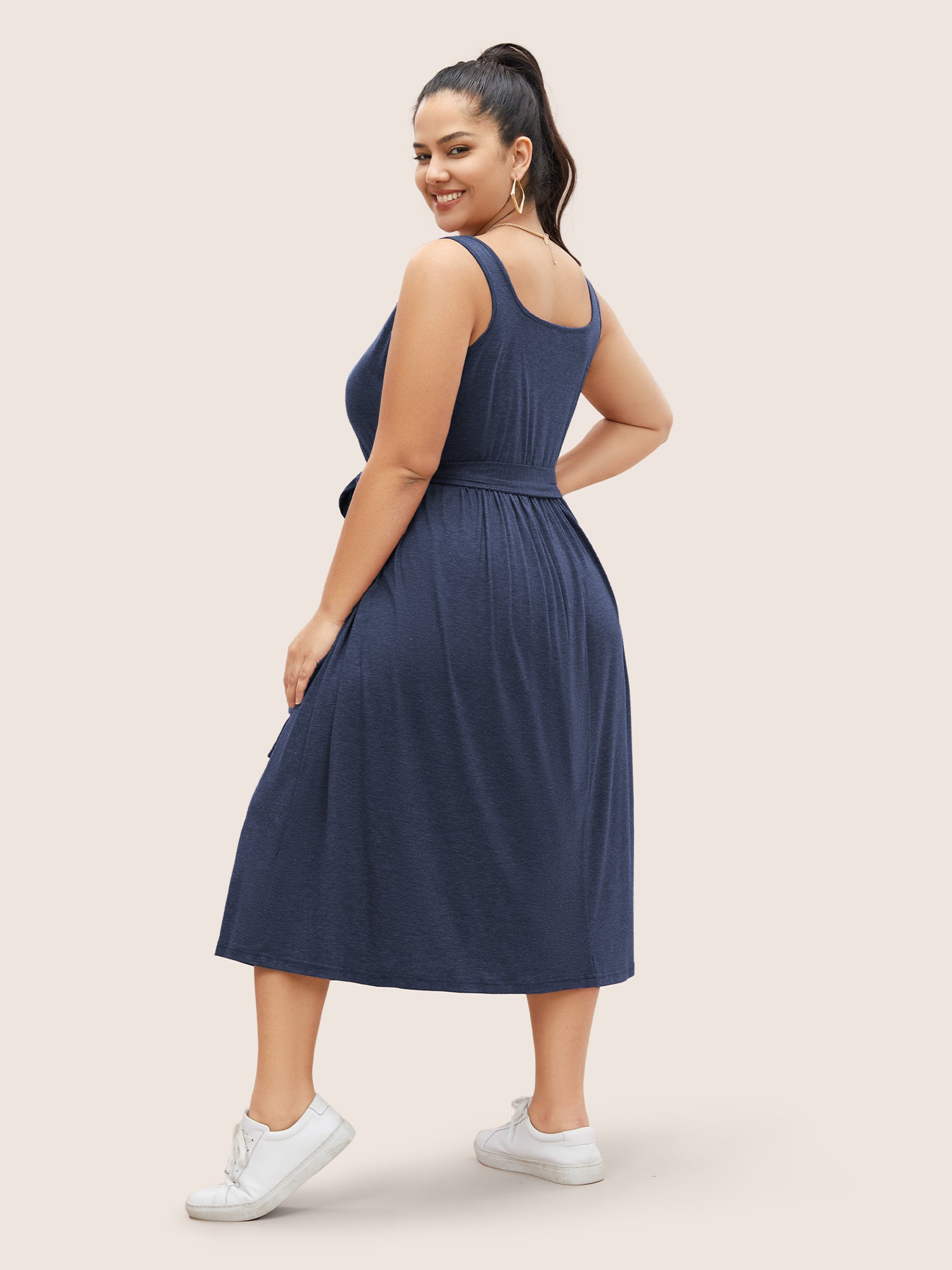 Supersoft Essentials Button Detail Belted Gathered Dress