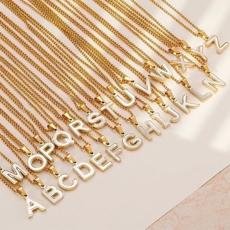 Simple Shell English Letter Titanium Steel Necklace