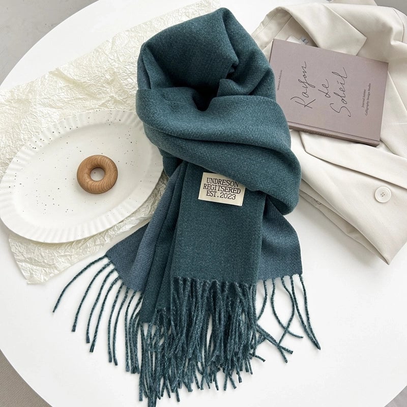 Women's Basic Solid Color Imitation Cashmere Tassel Scarf