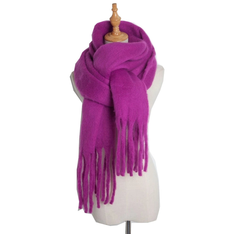 Autumn And Winter New Women's Shawl Long Tassel Thick Grass Green Thick Solid Color Scarf Multi-color Optional