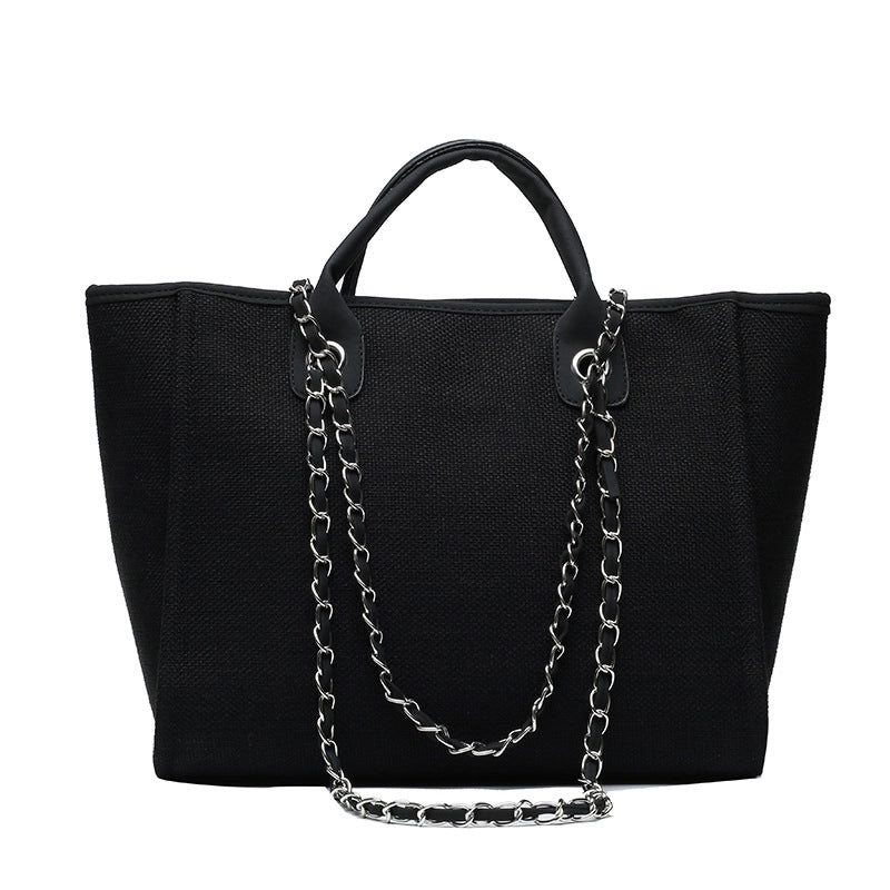 Women'S Large Canvas Solid Color Streetwear Square Zipper Tote Bag