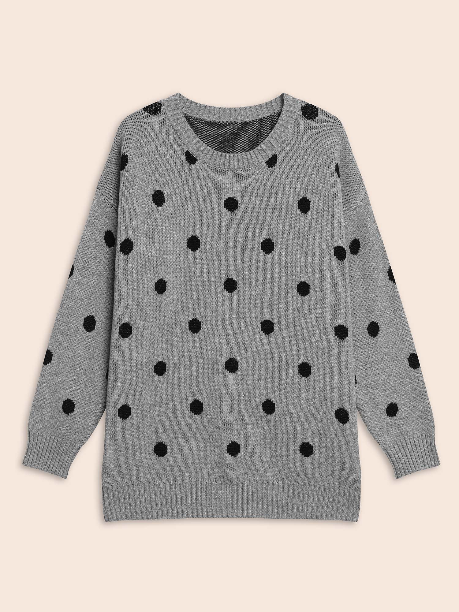 Polka Dot Drop Shoulder Sleeve Pullover