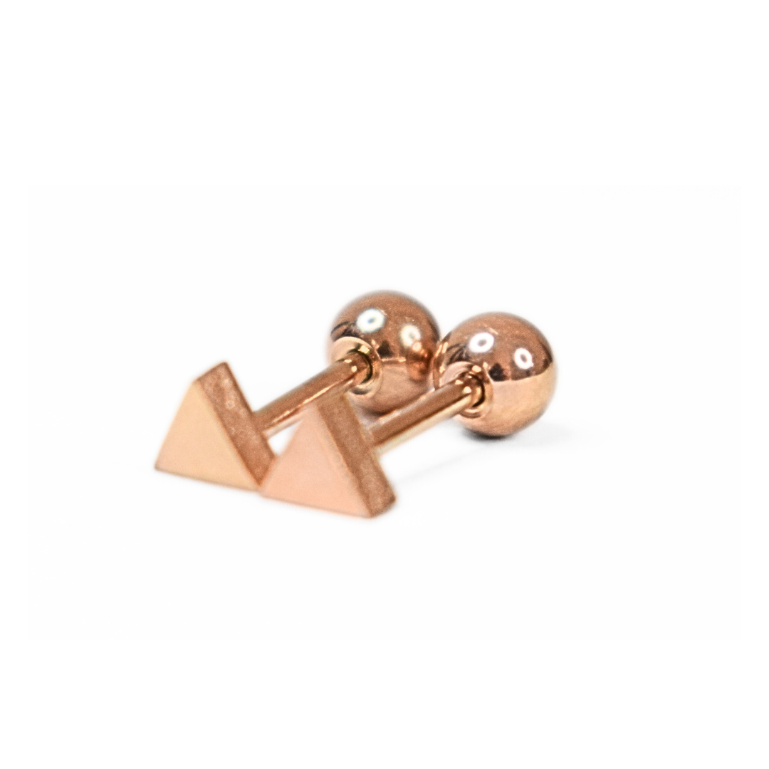 4mm Baby triangle studs - Rose gold