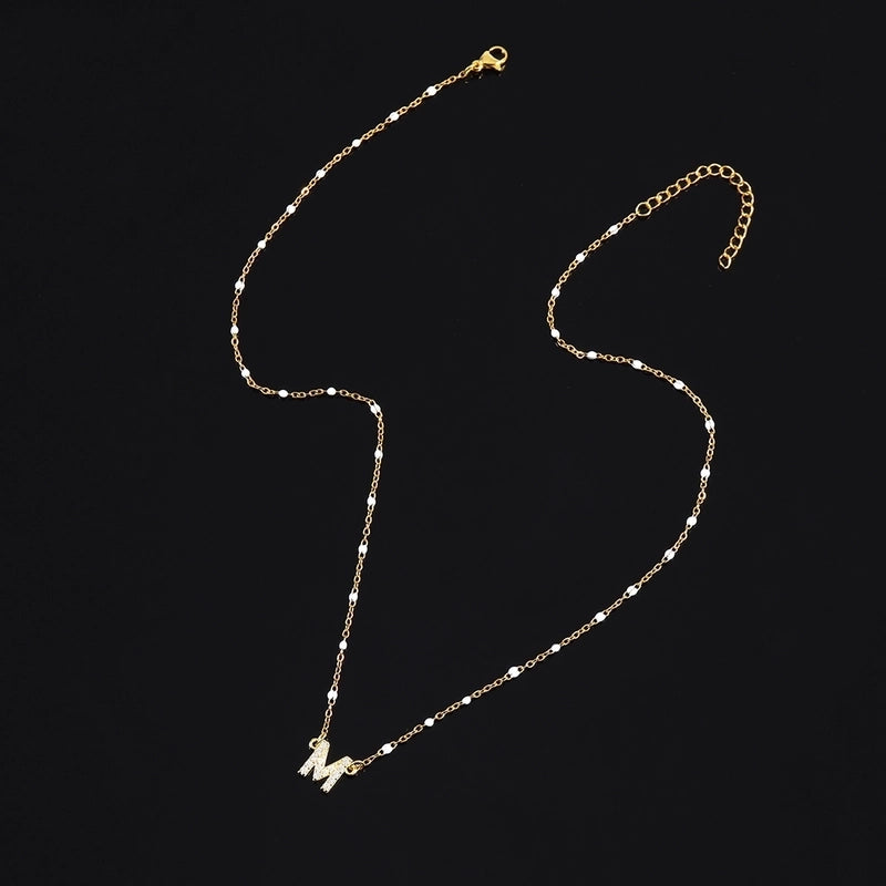 50 Pieces 201 Stainless Steel Copper Letter Pendant Necklace