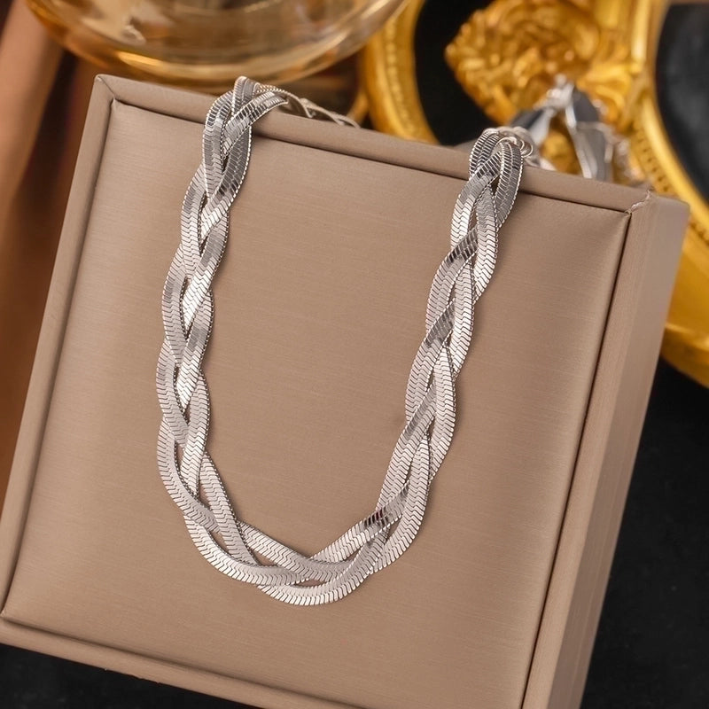 304 Stainless Steel 18K Gold Plated Rose Gold Plated Streetwear Plating Solid Color Layered Necklaces