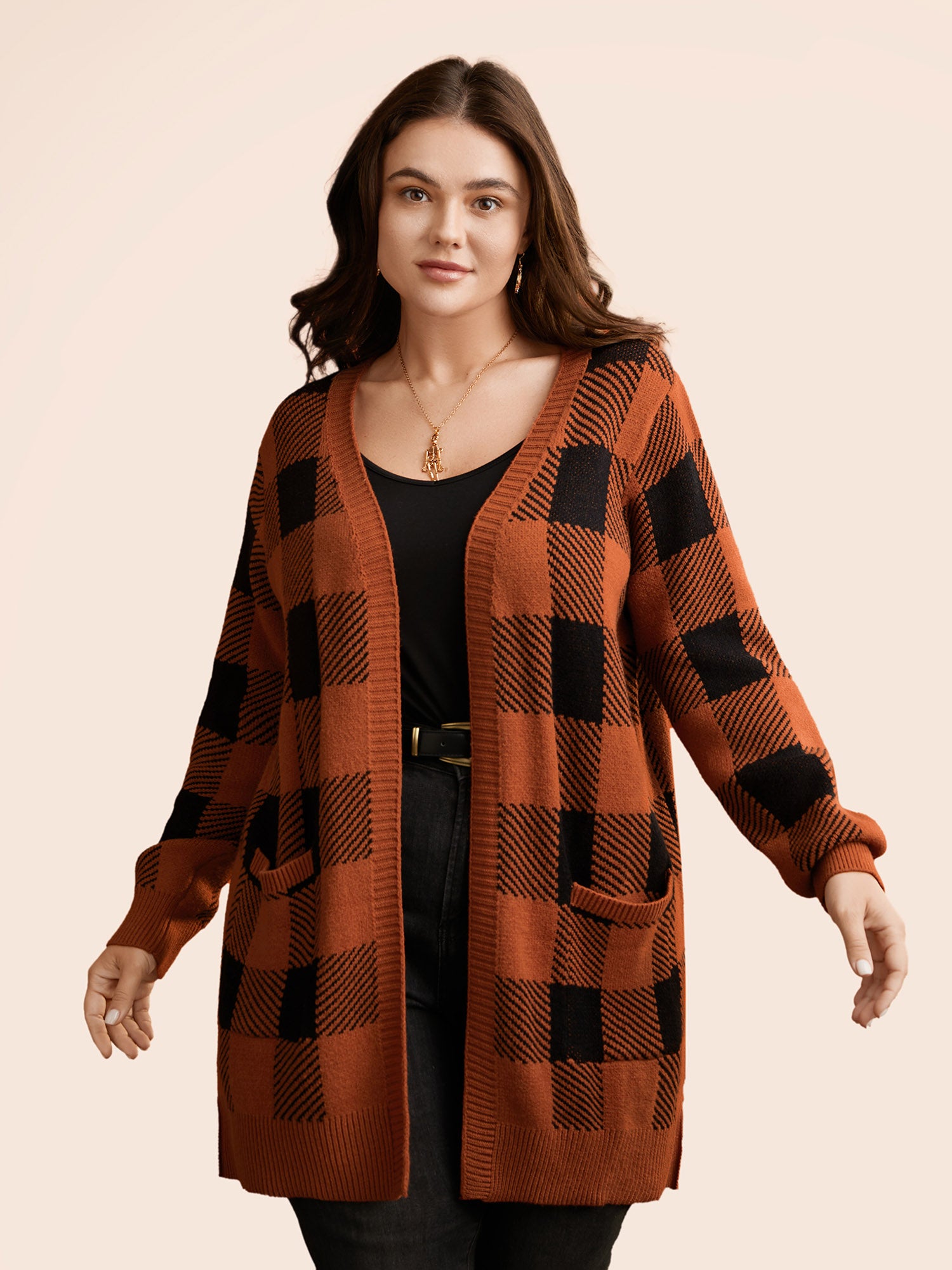 Supersoft Essentials Plaid Open Cardigan