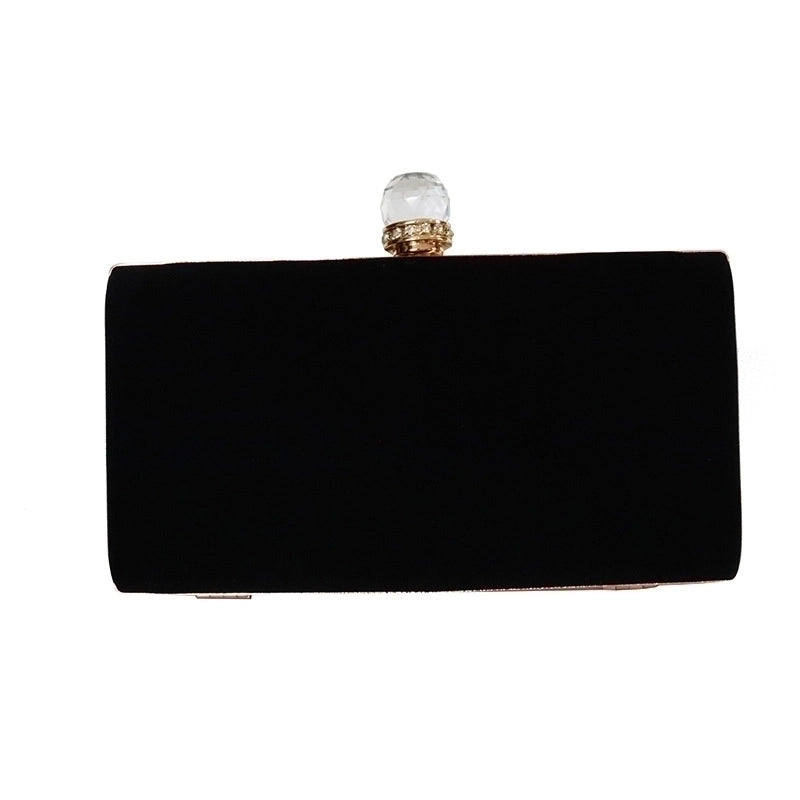 Black Royal Blue Wine Red Velvet Flower Square Evening Bags