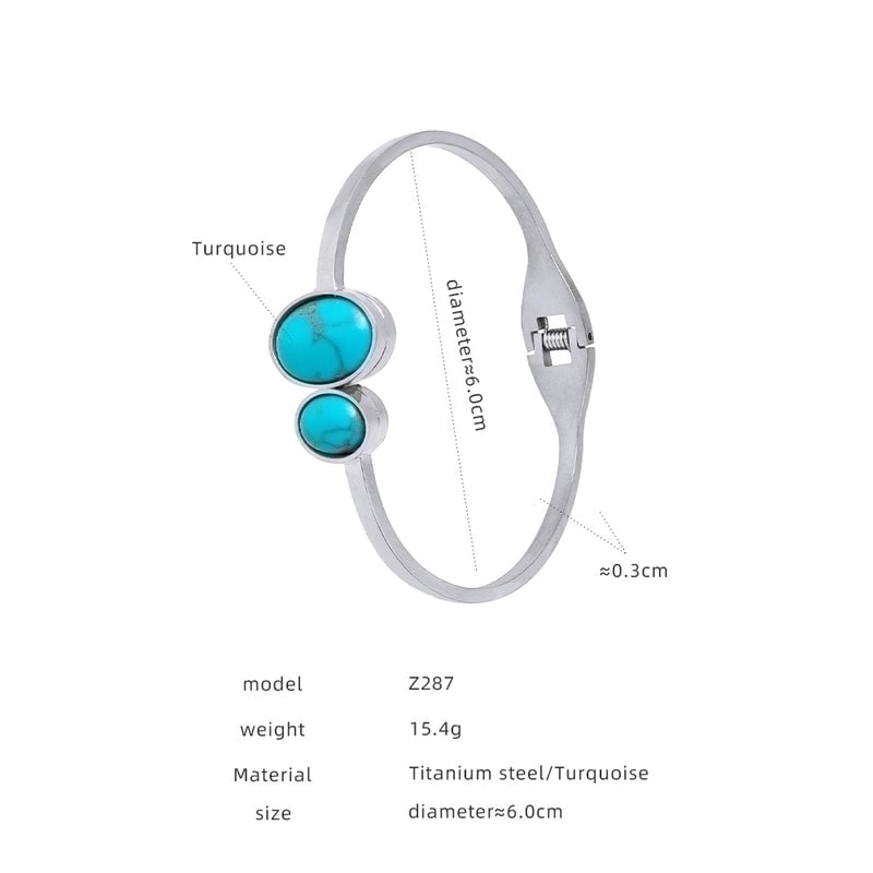 Devil'S Eye Titanium Steel 18K Gold Plated Turquoise Bangle In Bulk