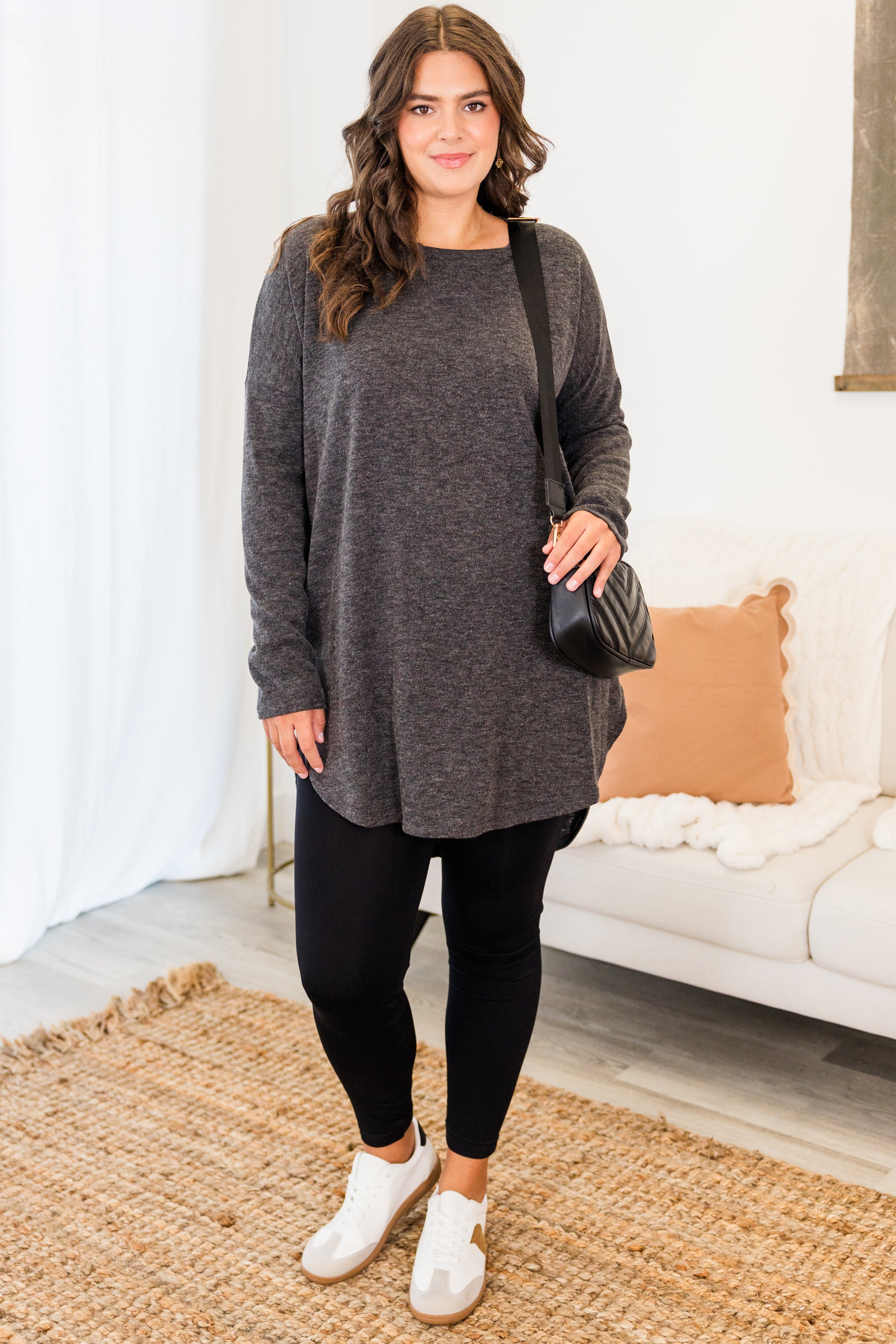 Cafe Cutie Tunic. Charcoal