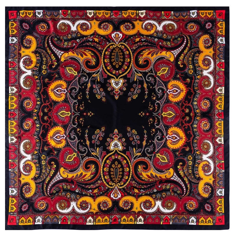 Silk Scarf 130cm Twill Silk Large Square Print Ladies Shawl Scarf
