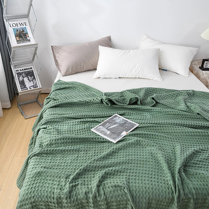 Adult Waffle Pure Cotton Towel Quilt Cotton Gauze Cover Blanket Lunch Break Towel Blanket Summer Cool Quilt Gauze Quilt Towel Quilt