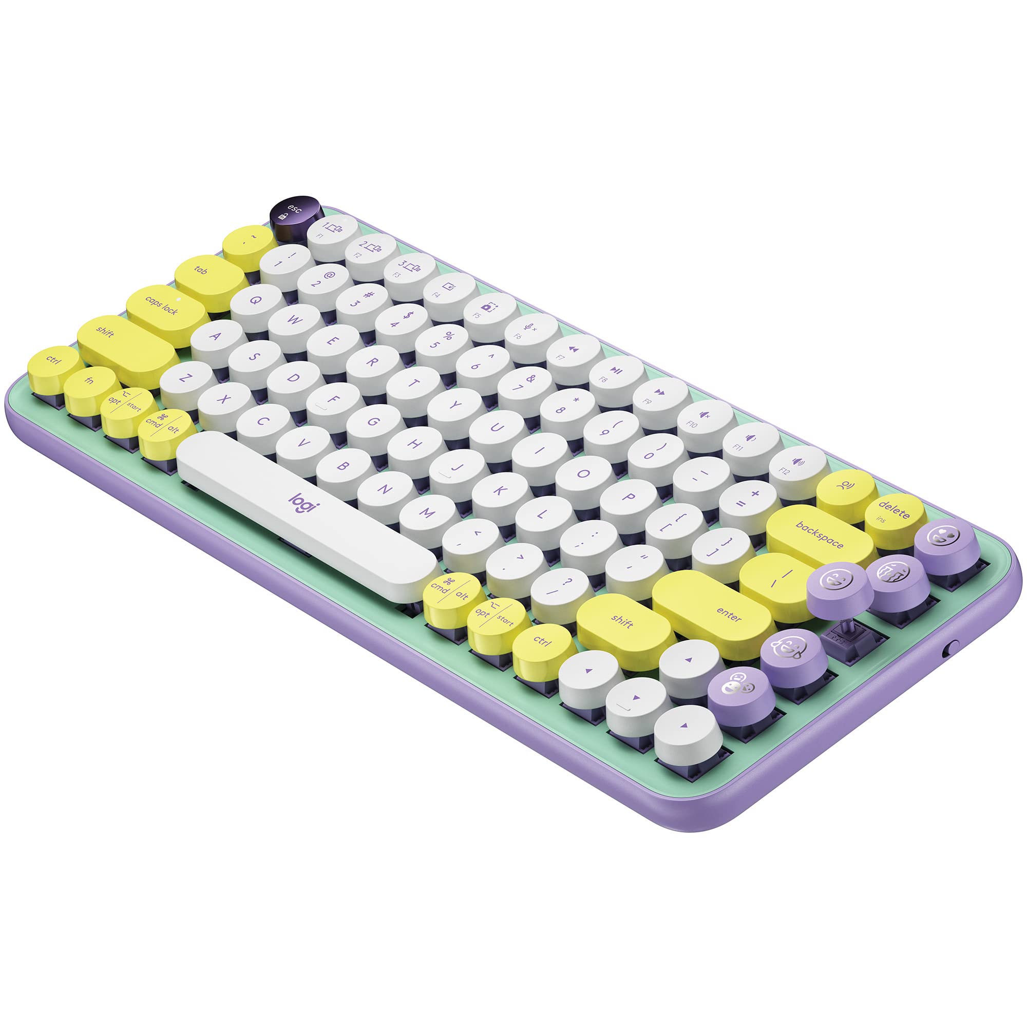 Logitech Teclado mecánico inalámbrico POP Keys con teclas Emoji (Daydream Mint) paquete con mouse inalámbrico, reposamanos, concentrador USB 3.0 de 4 puertos y alfombrilla para mouse (5 artículos)