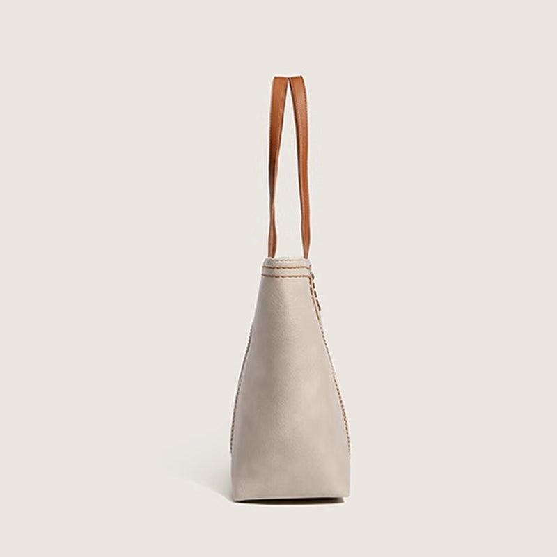 Retro Style PU Leather Commuter Tote Bag