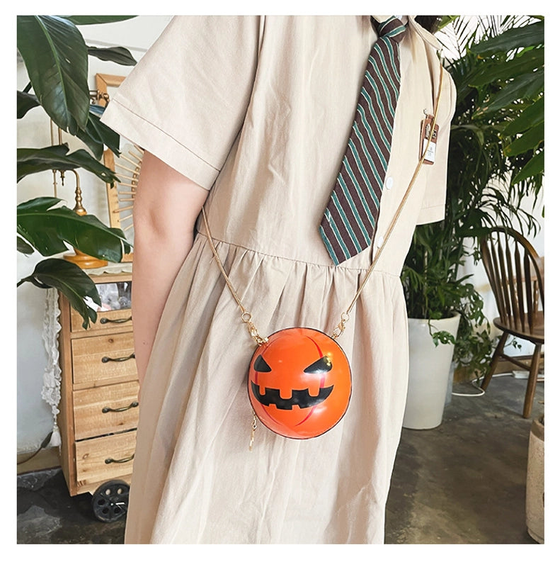 Halloween Women's Pu Leather Pumpkin Cute Zipper Shoulder Bag