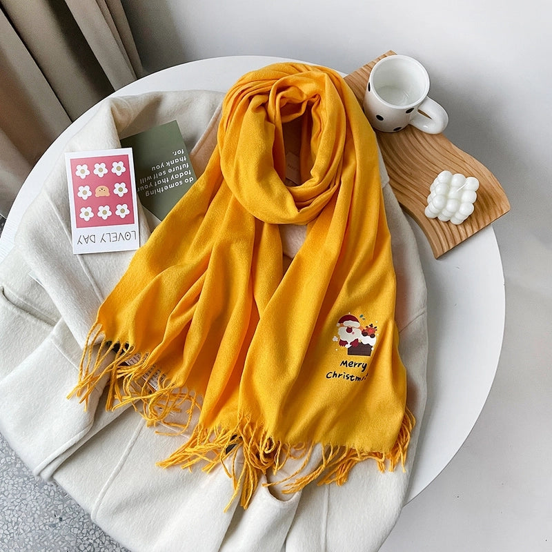 Unisex Streetwear Christmas Tree Christmas Socks Gingerbread Imitation Cashmere Scarf