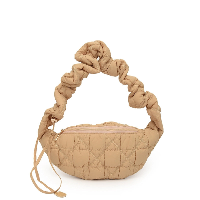 Women's Pu Leather Solid Color Basic Classic Style Cloud Shape Zipper Fanny Pack