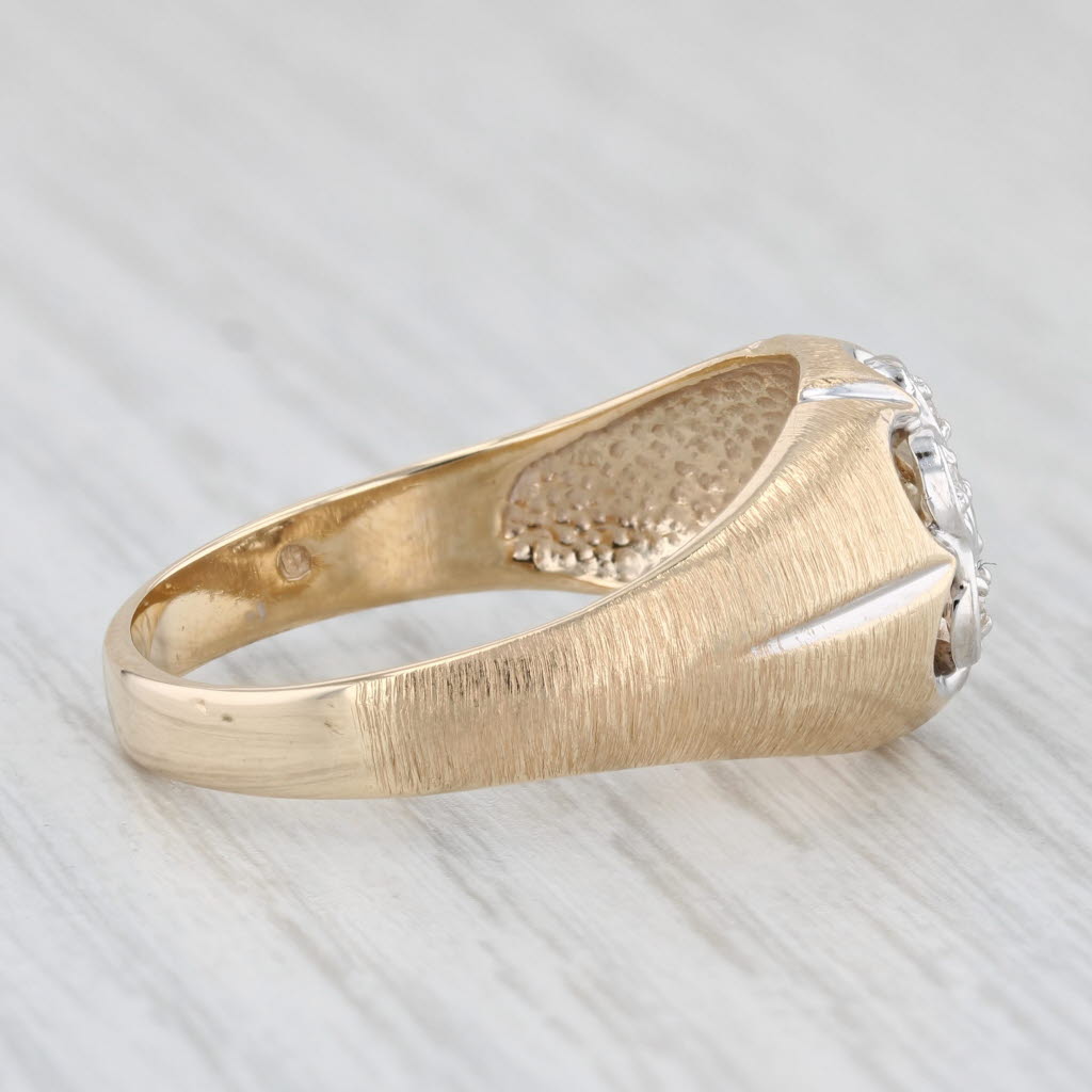 Vintage 0.21ctw Diamond Cluster Men's Belcher Setting Ring 10k Gold Size 11.75