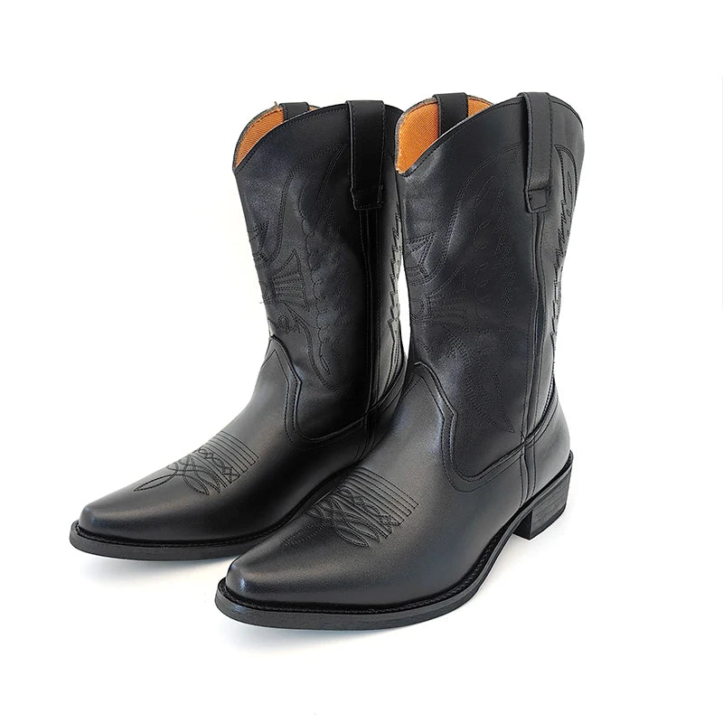 Handmade Men's Western Cowboy Boots | Pointed-Toe Embroidered Riding Boots