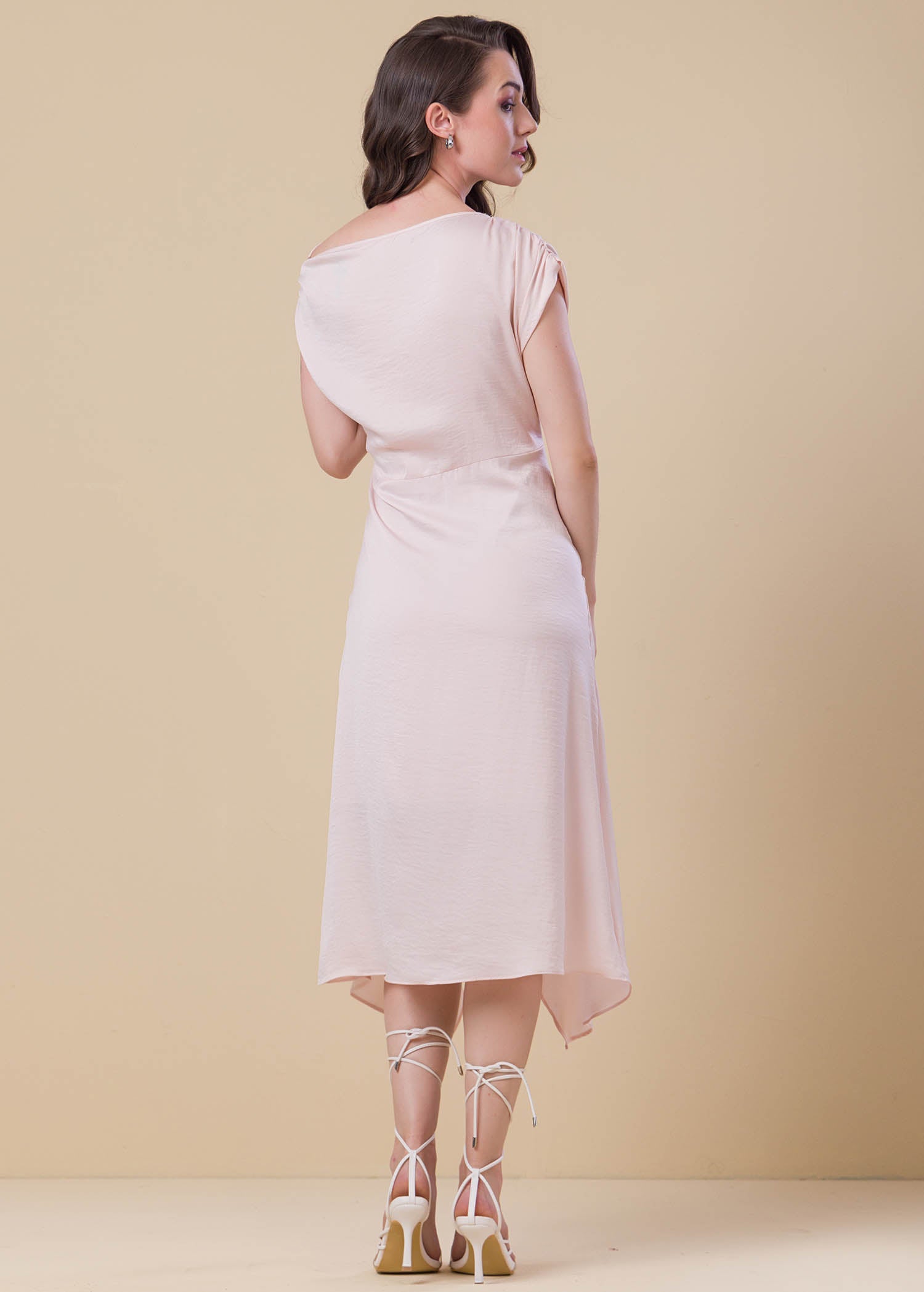 Asymmetrical Hem Satin Dress