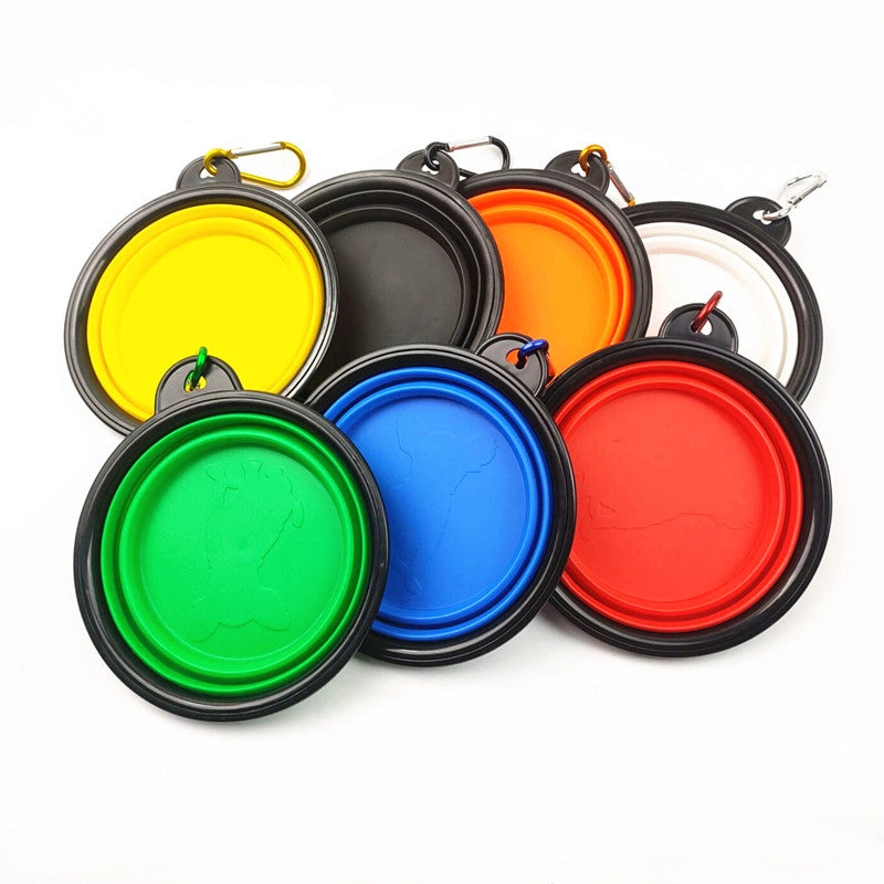 Explosions Pet Folding Bowl Outdoor Drinking Water Portable Dog Bowl Accompanional Cup Large TPE Pet Bowl Dog Basin