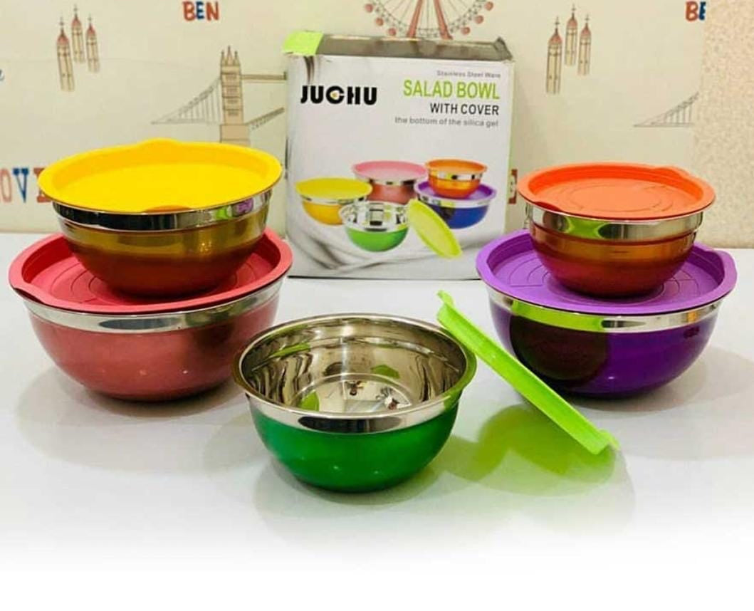 Mixing Bowl with Lid Set of 5 Stainless Steel Nesting Salad Bowl Set