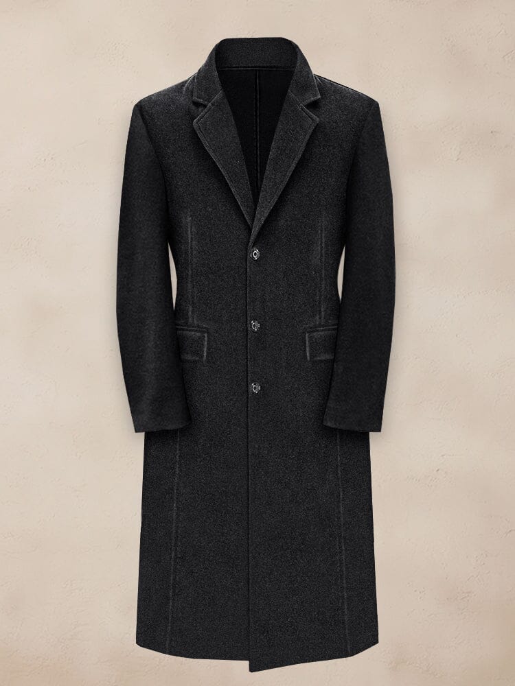 Classic Black Long Tweed Coat