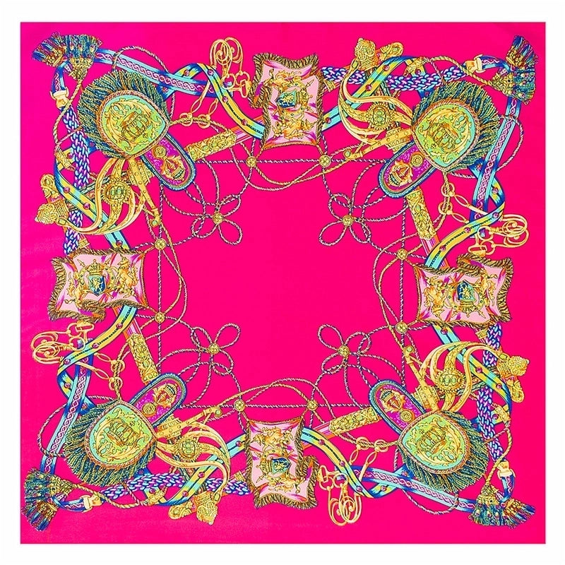 Ladies New 60cm Simulation Silk Twill Silk Carriage Flower Square Scarf