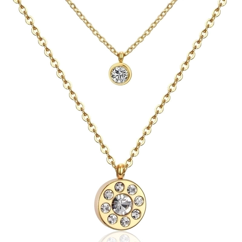 Modern Style Cross Four Leaf Clover Flower Stainless Steel Rhinestones Layered Necklaces