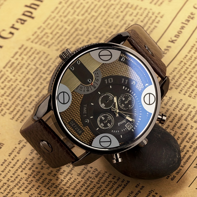 High-end Men's Watch New Fashion Simple Retro Domineering Street Style Large Dial Quartz Watch