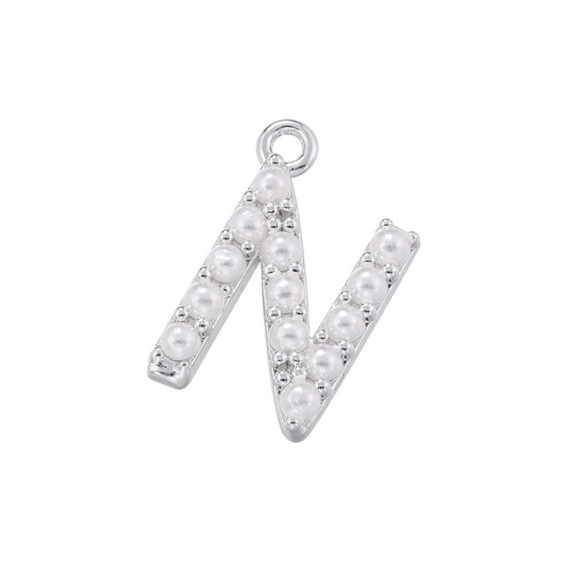 Casual Elegant Minimalist Letter Copper Plating Inlay Artificial Pearls 18k Gold Plated Charms