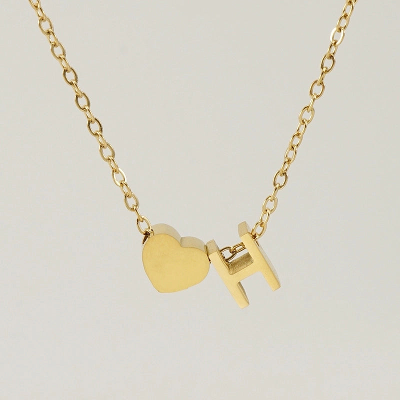 Fashion Letter Heart Shape 304 Stainless Steel 18K Gold Plated Gold Plated Stainless Steel Necklaces