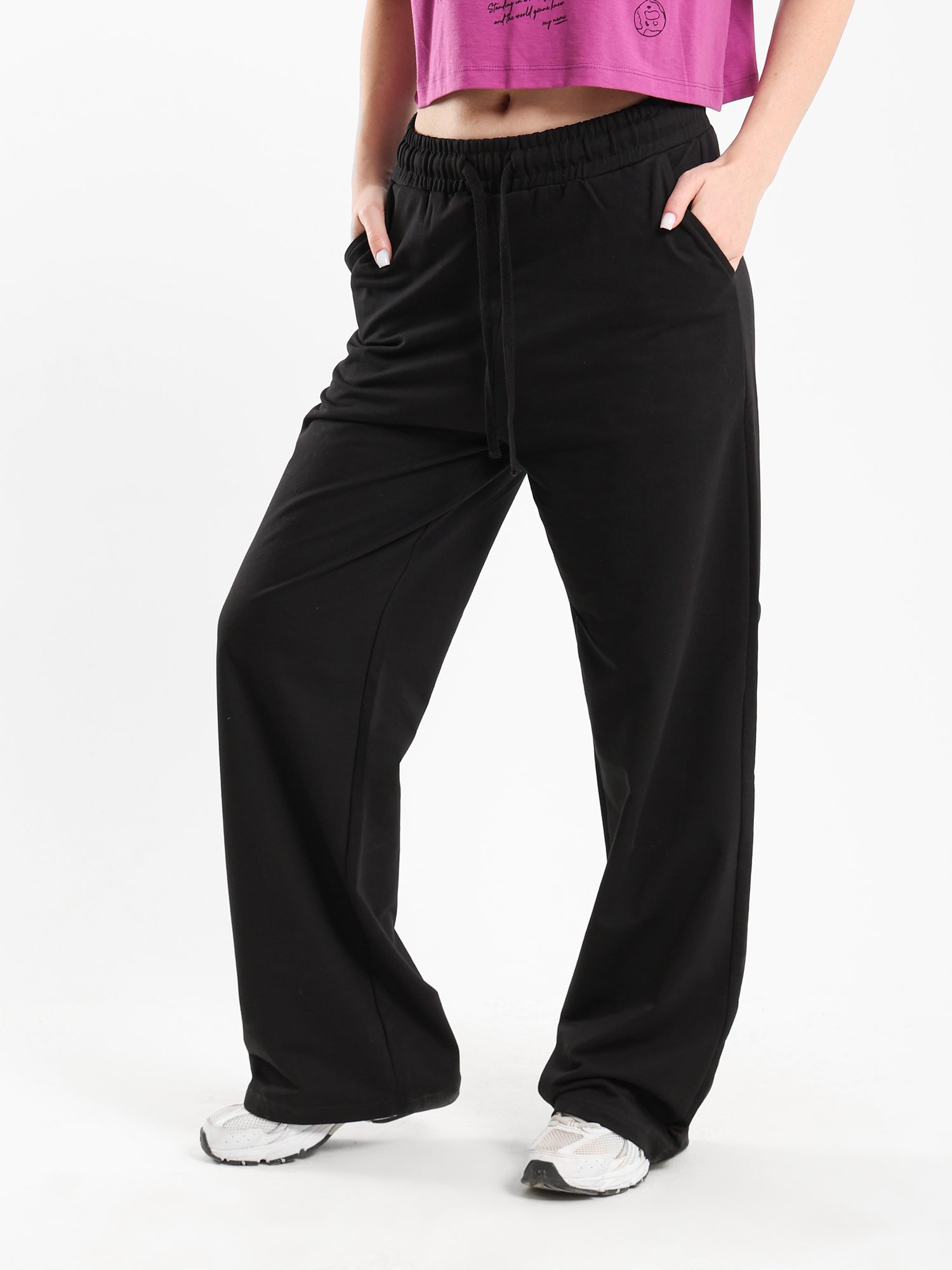 Wide-Leg Melton Joggers
