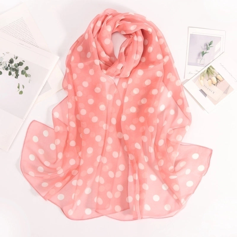 Women's Elegant Basic Minimalist Polka Dots Georgette Printing Silk Scarf