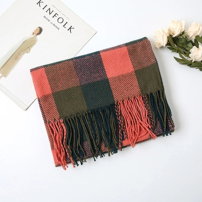Women's Minimalist Classic Style Color Block Imitation Cashmere Scarf