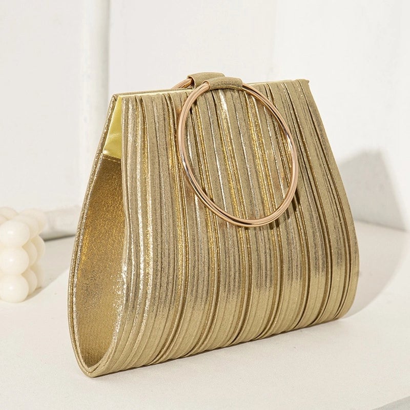 Black Gold Silver Pu Leather Solid Color Square Evening Bags
