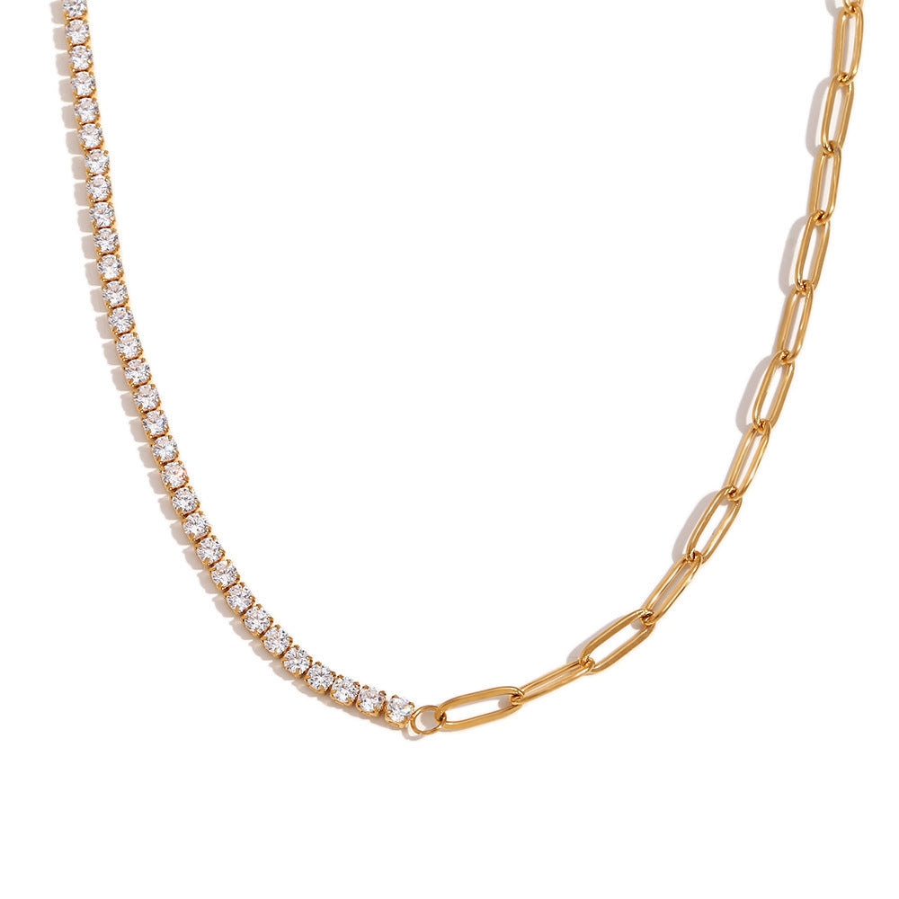 Fashion Round Circle Geometric Stainless Steel 18K Gold Plated Necklaces