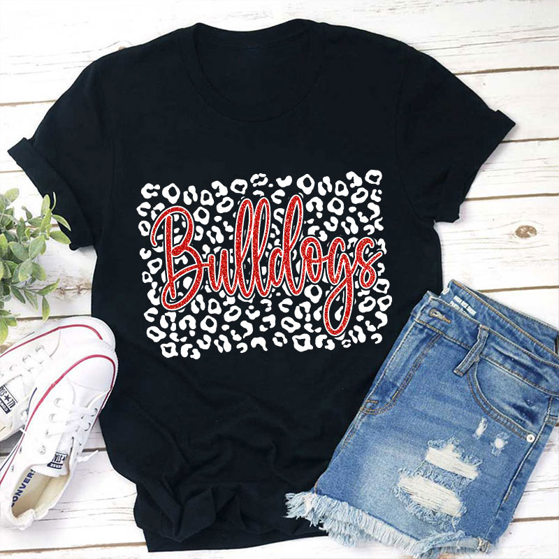 Personalized Leopard Team Spirit Teacher T-Shirt